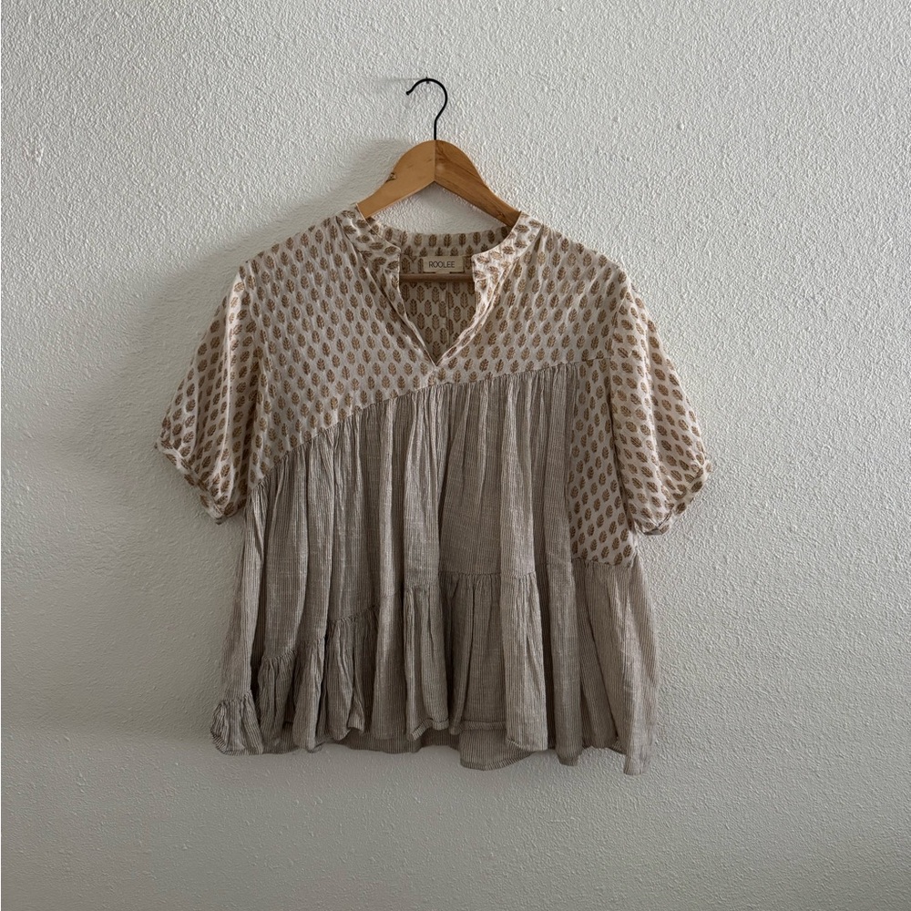 Vogue Cream Puff Sleeve Blouse with Mandarin Collar